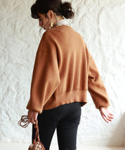 パールビジューボタンレスニットカーディガンxyf041631 ブラウン