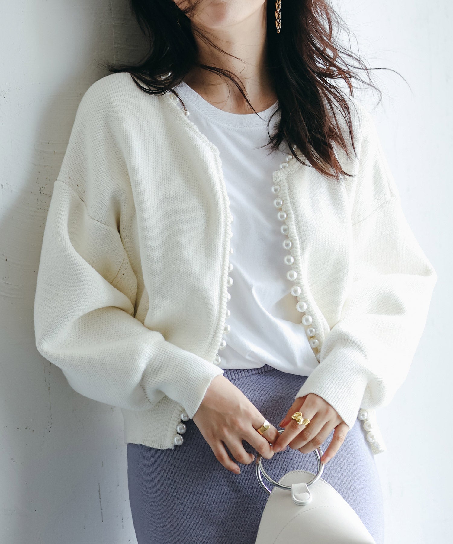 パールビジューボタンレスニットカーディガンxyf041631-101-1
