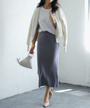 パールビジューボタンレスニットカーディガンxyf041631 ホワイト