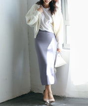 パールビジューボタンレスニットカーディガンxyf041631 ホワイト