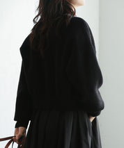 パールビジューボタンレスニットカーディガンxyf041631 ブラック