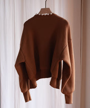 パールビジューボタンレスニットカーディガンxyf041631 ブラウン