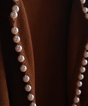 パールビジューボタンレスニットカーディガンxyf041631 ブラウン