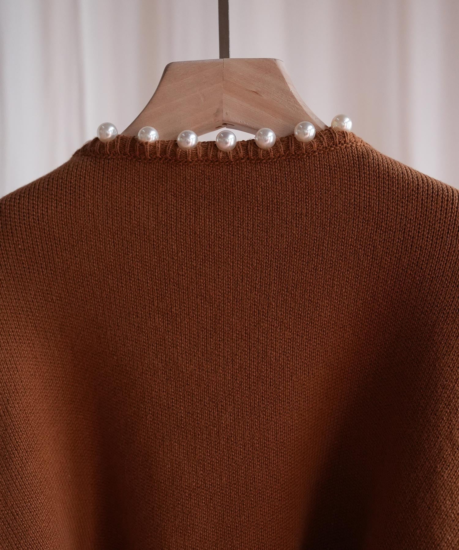 パールビジューボタンレスニットカーディガンxyf041631 ブラウン