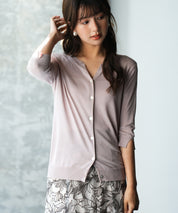 【接触冷感】スキッパーネックサマーニットカーディガンxyf2099-103-100