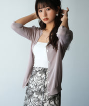 【接触冷感】スキッパーネックサマーニットカーディガンxyf2099 ラベンダー