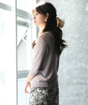 【接触冷感】スキッパーネックサマーニットカーディガンxyf2099 ラベンダー