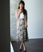 【接触冷感】スキッパーネックサマーニットカーディガンxyf2099 ラベンダー