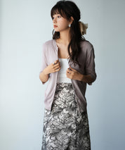 【接触冷感】スキッパーネックサマーニットカーディガンxyf2099 ラベンダー