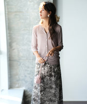 【接触冷感】スキッパーネックサマーニットカーディガンxyf2099 ラベンダー