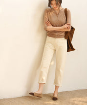 【接触冷感】スキッパーネックサマーニットカーディガンxyf2099 ベージュ