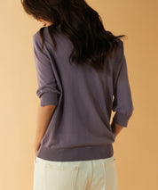 【接触冷感】スキッパーネックサマーニットカーディガンxyf2099 パープル