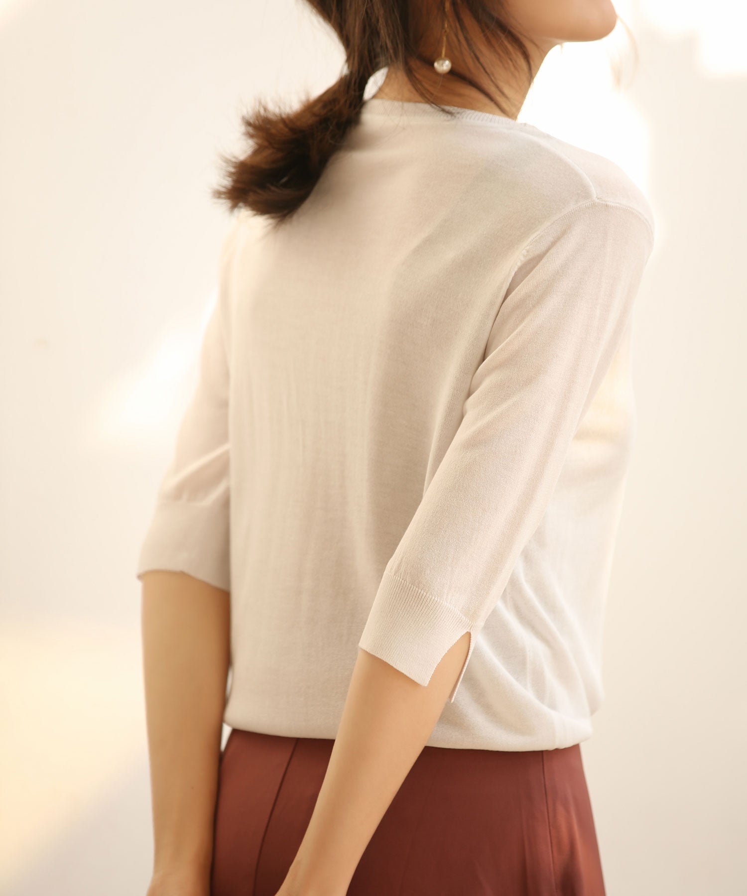 【接触冷感】スキッパーネックサマーニットカーディガンxyf2099 ホワイト