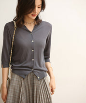 【接触冷感】スキッパーネックサマーニットカーディガンxyf2099-103-2