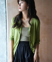 【接触冷感】スキッパーネックサマーニットカーディガンxyf2099-103-35