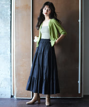 【接触冷感】スキッパーネックサマーニットカーディガンxyf2099 グリーン