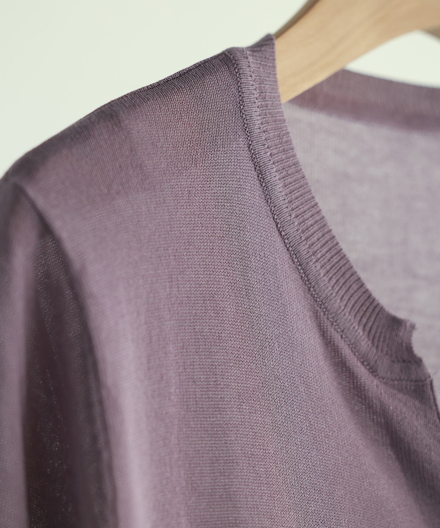 【接触冷感】スキッパーネックサマーニットカーディガンxyf2099 パープル