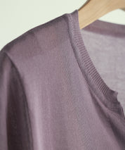 【接触冷感】スキッパーネックサマーニットカーディガンxyf2099 パープル