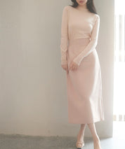 パールボタン付きプチハイネックニットプルオーバーxyf2150 ベージュ