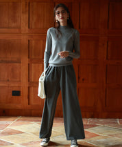 パールボタン付きプチハイネックニットプルオーバーxyf2150 グレー