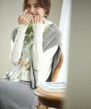 パールボタン付きプチハイネックニットプルオーバーxyf2150 ホワイト