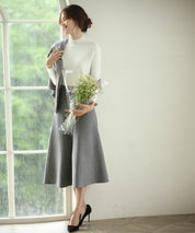 パールボタン付きプチハイネックニットプルオーバーxyf2150 ホワイト