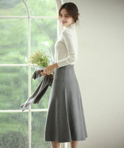 パールボタン付きプチハイネックニットプルオーバーxyf2150 ホワイト