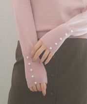 パールボタン付きプチハイネックニットプルオーバーxyf2150 ピンク