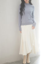 パールボタン付きプチハイネックニットプルオーバーxyf2150 ブルーグレー