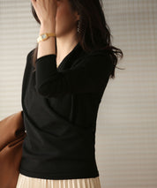 授乳もオフィスも両立カシュクールネックニットトップスxyf9368 ブラック