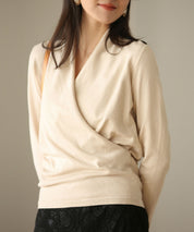 授乳もオフィスも両立カシュクールネックニットトップスxyf9368 ベージュ