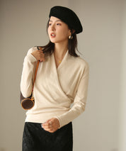 授乳もオフィスも両立カシュクールネックニットトップスxyf9368 ベージュ