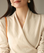 授乳もオフィスも両立カシュクールネックニットトップスxyf9368 ベージュ