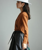 授乳もオフィスも両立カシュクールネックニットトップスxyf9368 ブラウン