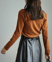 授乳もオフィスも両立カシュクールネックニットトップスxyf9368 ブラウン