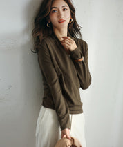 授乳もオフィスも両立カシュクールネックニットトップスxyf9368 カーキ