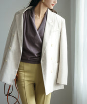 授乳もオフィスも両立カシュクールネックニットトップスxyf9368 チャコール