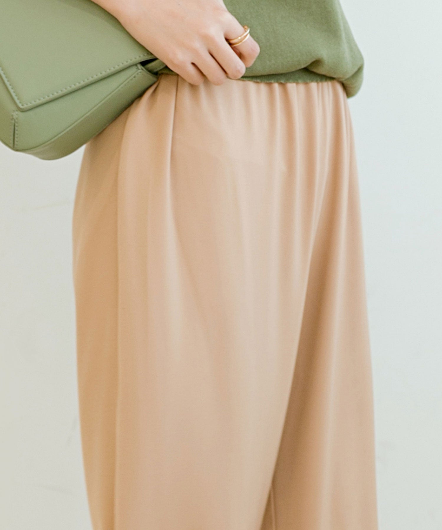 とろみセミワイドパンツxyz2033 ベージュ