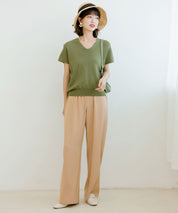 とろみセミワイドパンツxyz2033 ベージュ