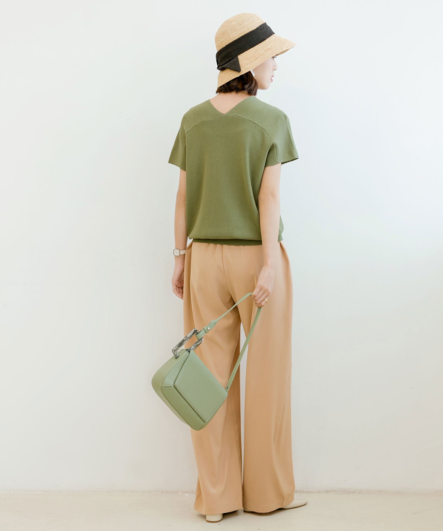 とろみセミワイドパンツxyz2033 ベージュ