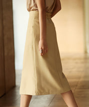 センタースリット入りタイトスカートxyz2167 イエロー