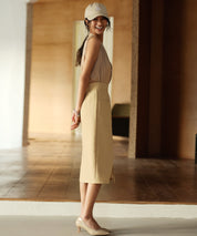 センタースリット入りタイトスカートxyz2167 イエロー