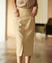 センタースリット入りタイトスカートxyz2167 イエロー