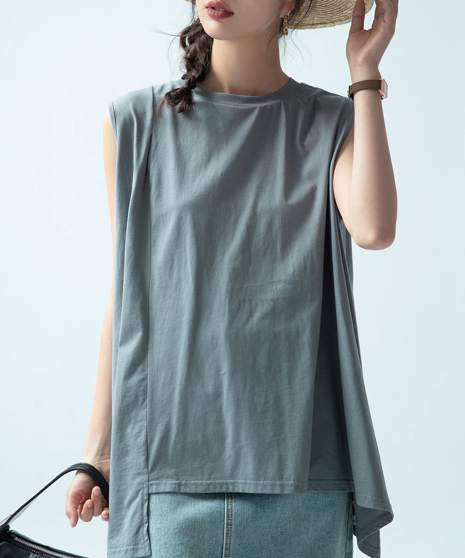 ノースリーブクルーネックカットソーxyz2194 グレー