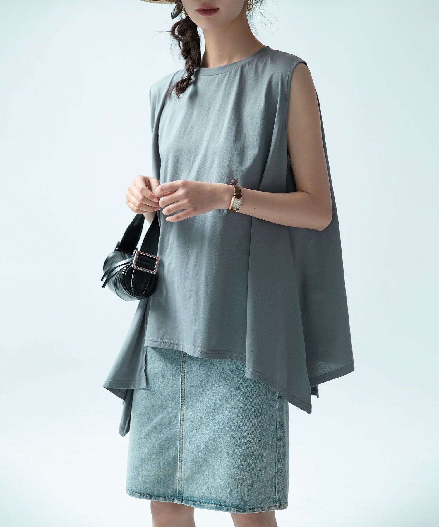 ノースリーブクルーネックカットソーxyz2194 グレー