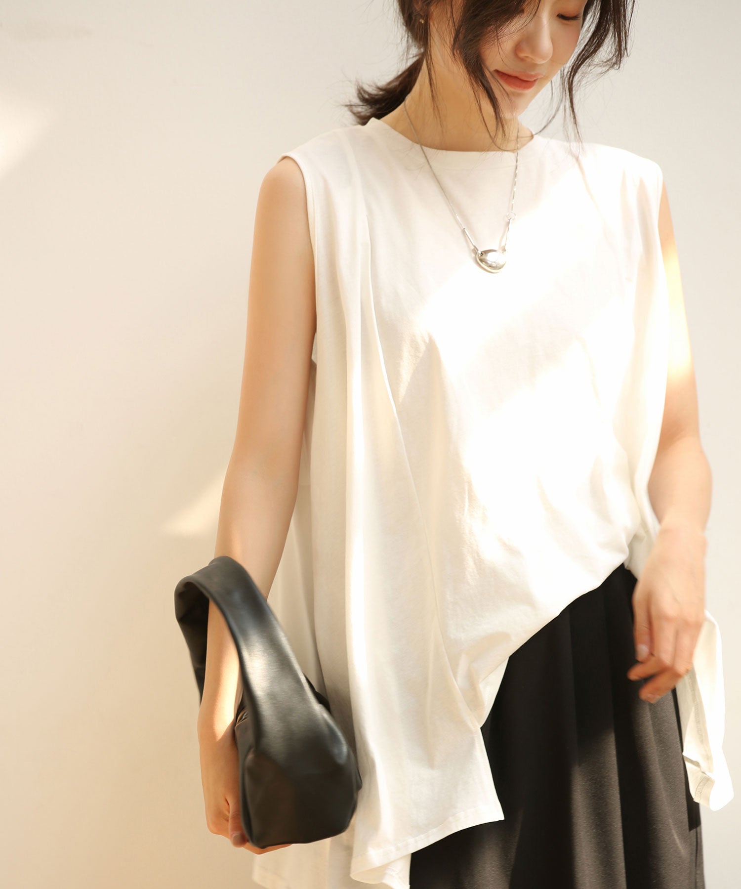 ノースリーブクルーネックカットソーxyz2194 ホワイト