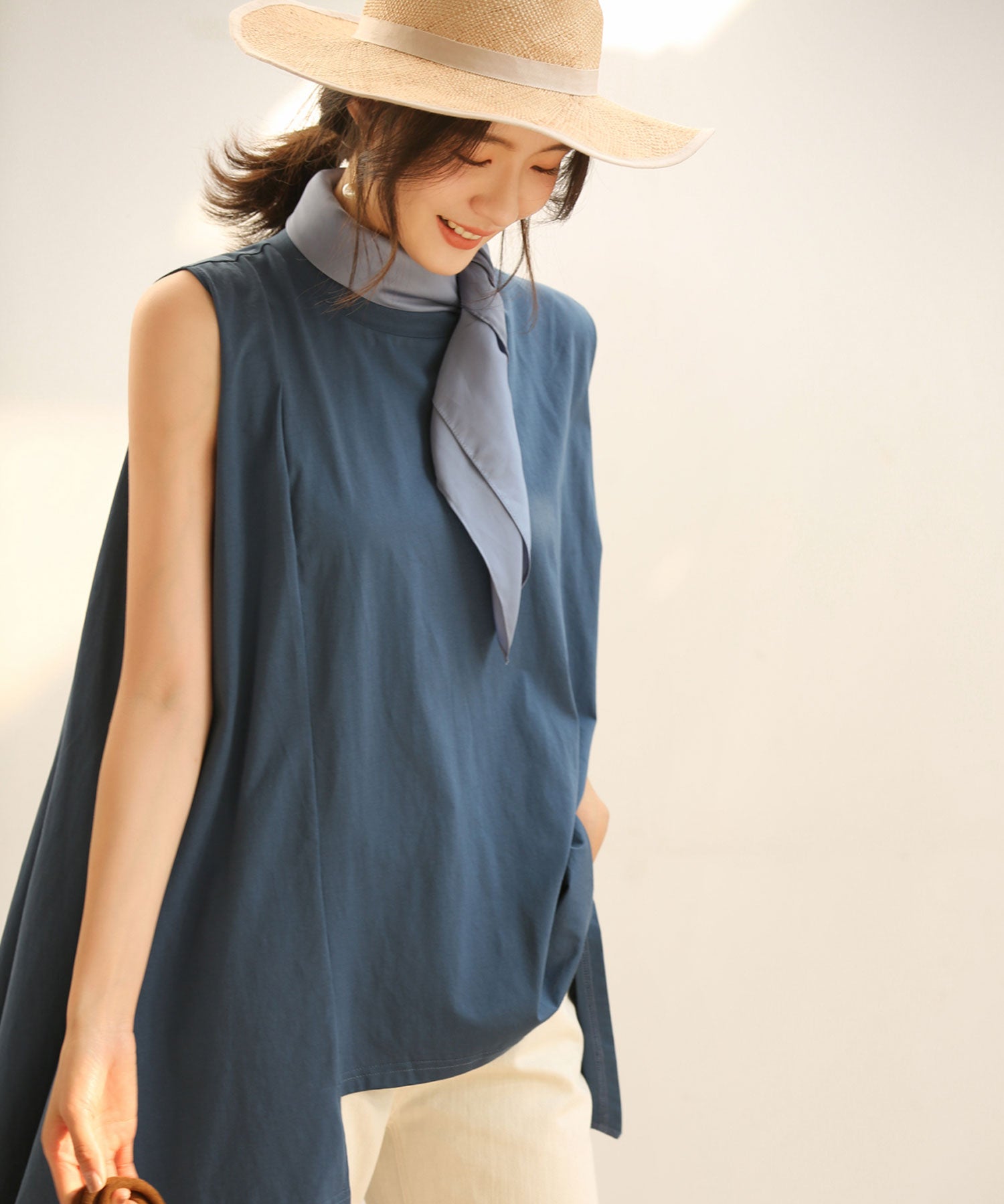 ノースリーブクルーネックカットソーxyz2194 ブルー