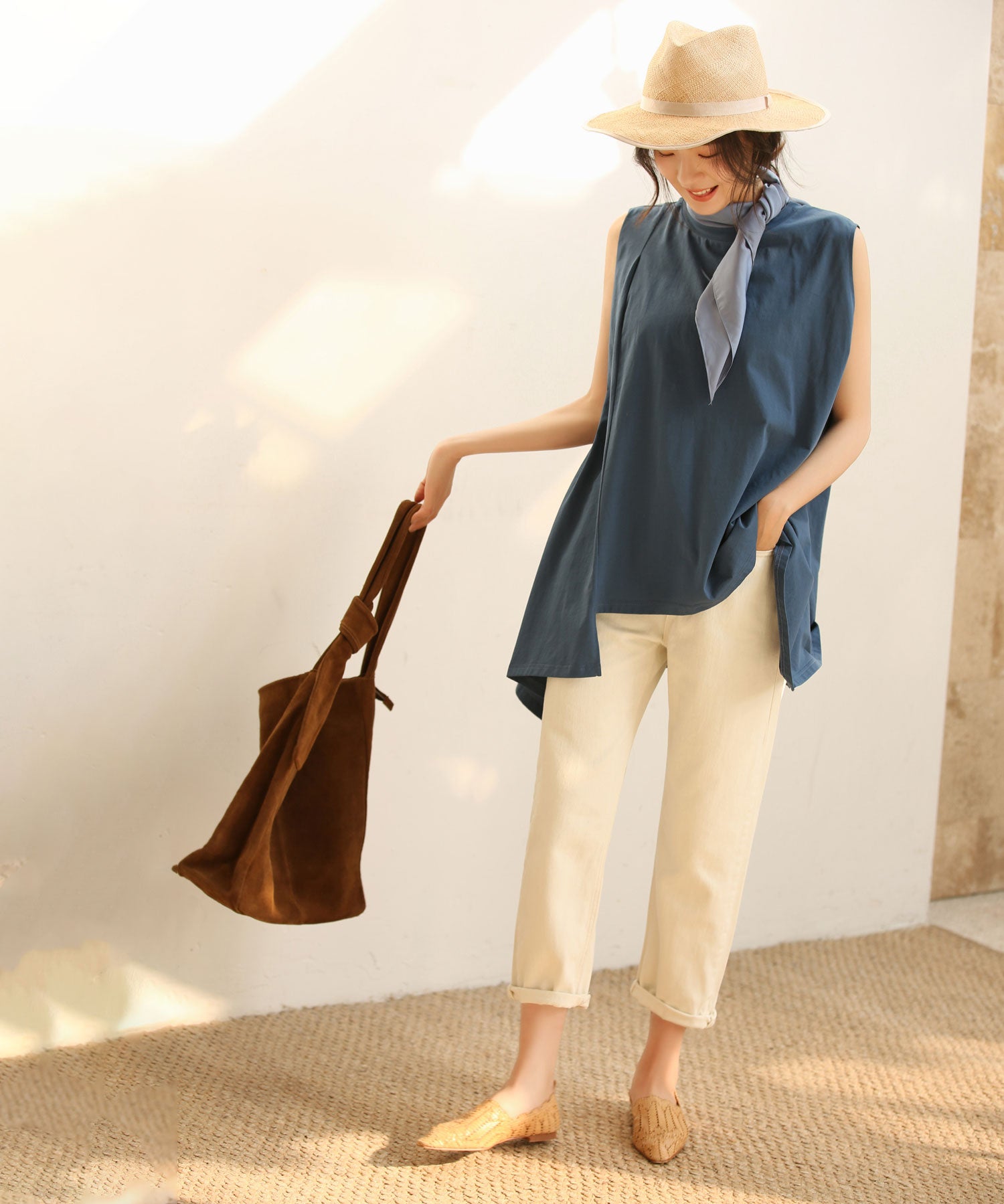 ノースリーブクルーネックカットソーxyz2194 ブルー