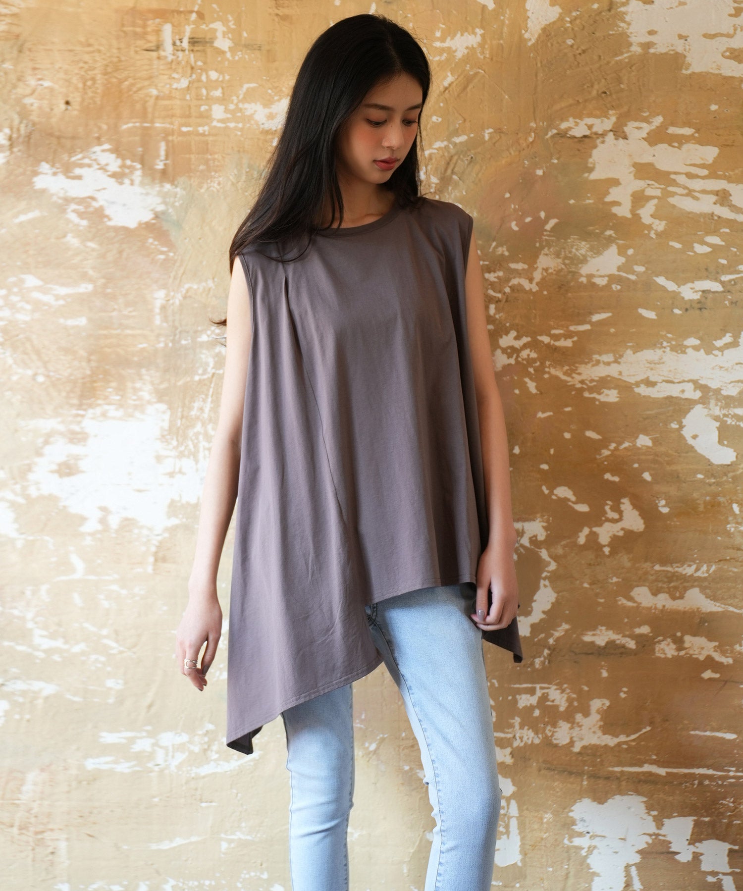 ノースリーブクルーネックカットソーxyz2194 チャコール