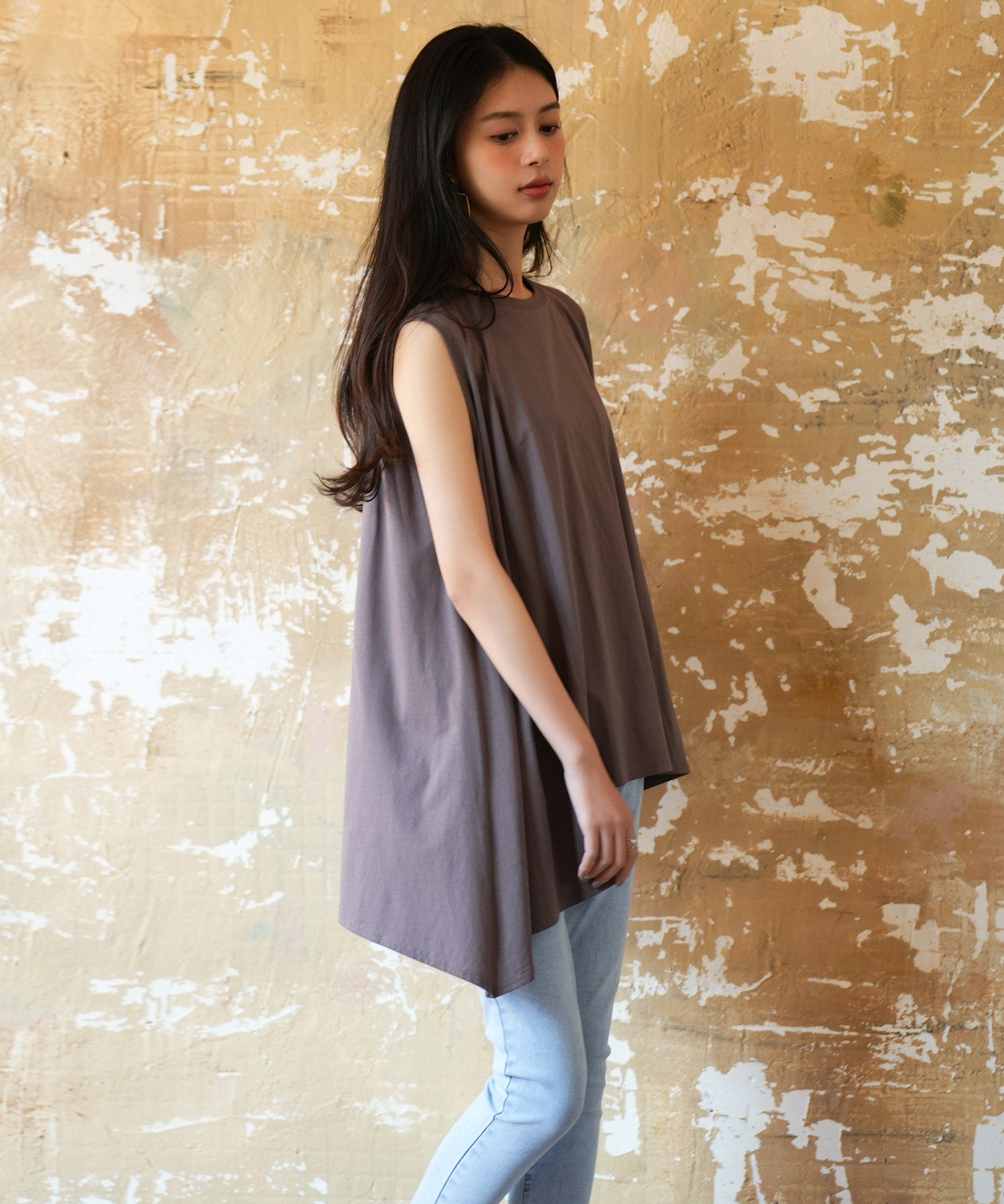 ノースリーブクルーネックカットソーxyz2194 チャコール